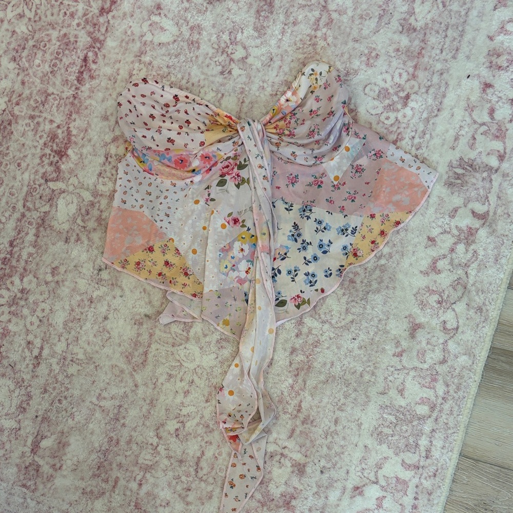 Floral Patchwork Strapless Top